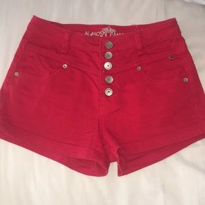 High waisted red shorts